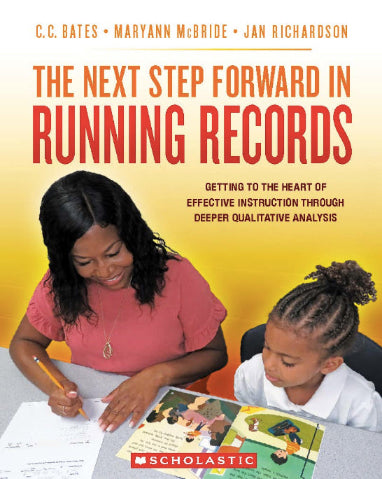 Book cover of 'The Next Step Forward in Running Records' with a woman and child at a table.