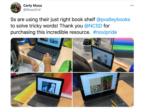 Students use Digital Reader book shelf to solve tricky words