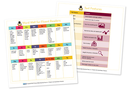 Literacy Footprints Chart Cards for Fifth/Sixth Grade